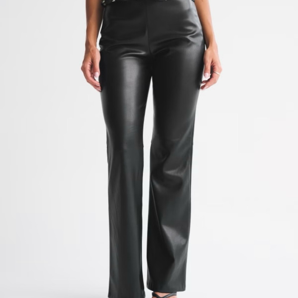 Abercrombie & Fitch Black Flare Leather Pants